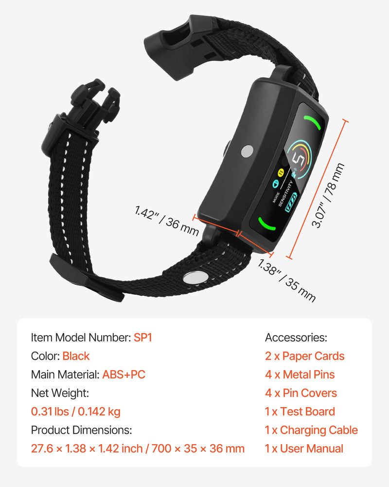 VEVOR Dog Bark Collar, Smart Bark Collar for Large Medium Small Dogs, IP67 Waterproof Rechargeable Anti-Bark Collars for Dogs, Dog Anti-Barking Device, 6 Adjustable Sensitivity Beep Vibration (Black) - PawsPlanet Australia