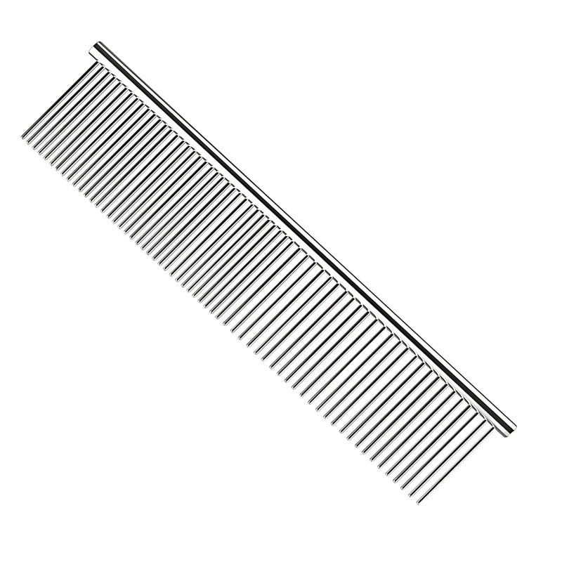 Chrome Pet Grooming Comb Premium Stainless Steel Dematting Tool with Rounded Teeth for Dogs & Cats Best for Removing Knots,Tangles,Perfect for Long & Short Haired Pets (Chrome) Chrome - PawsPlanet Australia