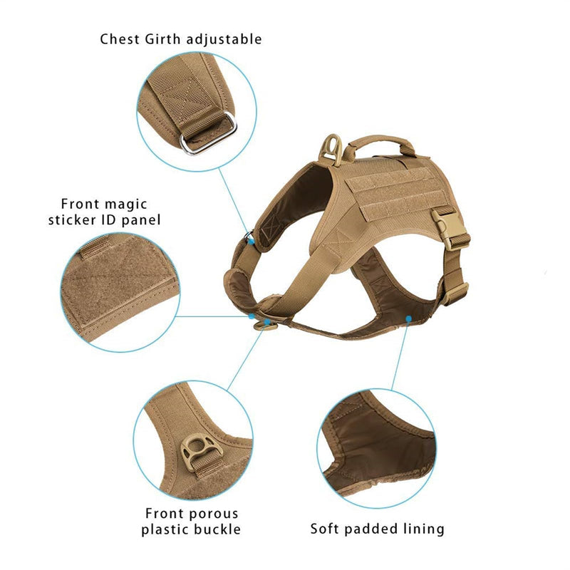 EXCELLENT ELITE SPANKER Tactical Dog Harness Vest Military Working Dog Harness No-Pull Pet Harness Adjustable Training Vest with Easy Control Handle (L, Coyote Brown) L (Chest:31.5''-43.3'') - PawsPlanet Australia