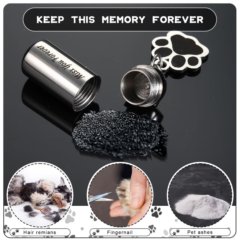 Kigeli 4 Pcs Pet Ashes Keepsake Keychain for Dog Pet Ashes Urn with 4 Pcs Filling Tools Memorial Cylinder Small Pet Ashes Keepsake Cat Cremation Jewelry Pend Paw Print Urn Pendant 2 - PawsPlanet Australia