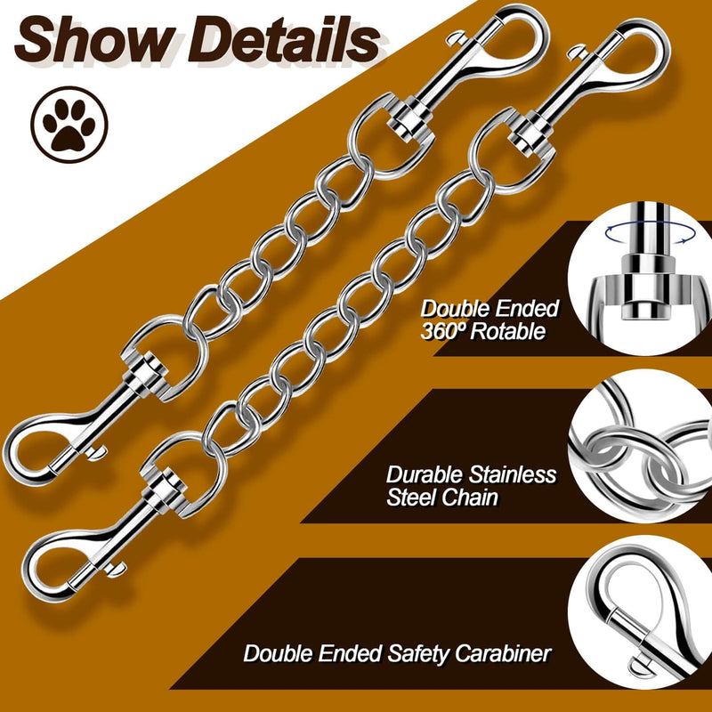 Dog Collar Backup Strap,Harness to Collar Safety Clip, Metal Stainless Steel Chain Leash Safety Strap, Escape Proof Safety Attachment for Dog, safeties, Backup, Connector. (10 Inches) 10 Inches