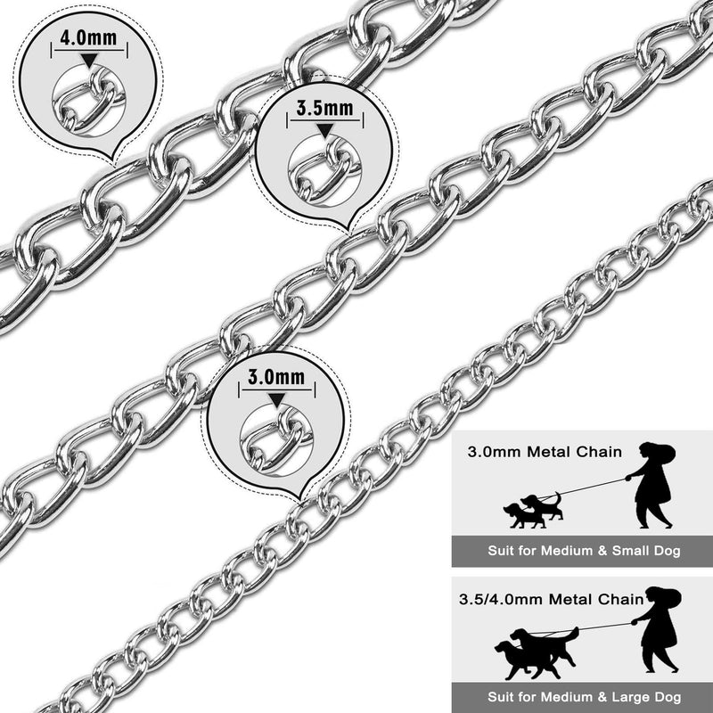 LOS ANDES Metal Double Dog Leash Chew Proof Chain Leash 2 Way No Tangle Coupler Dog Leash Extension Splitter Lead for 2 Small Dogs Walking (50cm) S: 3.0mm*19.7inch - PawsPlanet Australia