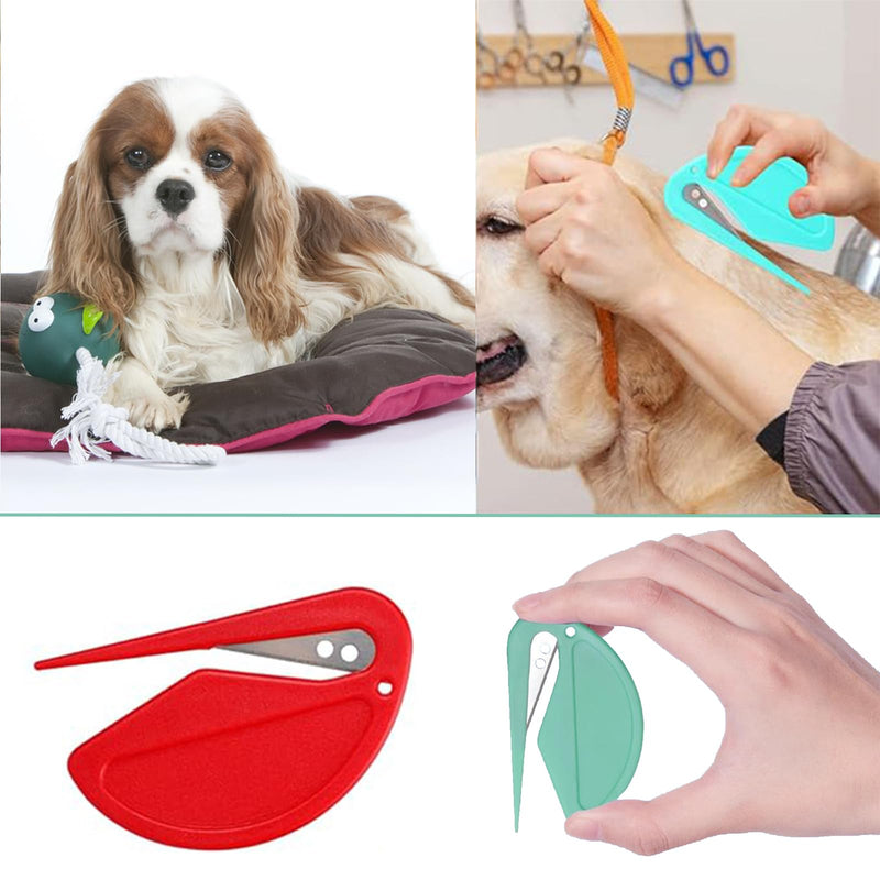 5pcs Pet Hair Knot Remover with Steel Blade, Cat/Dog Dematting Comb Grooming Tool, Safe Letter Opener & Wrapping Paper Cutter for Long/Short Hair, Portable Detangling Kit