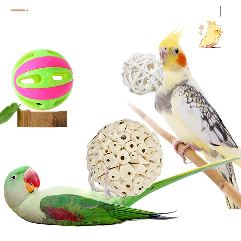 6Pcs Parakeet Toys, Natural Sola Balls Shredding Foot Parrot Chew Toys Bird Foraging Toys for Small Pets Conures Cockatiel Rabbit Guinea Pig Bunny Treats