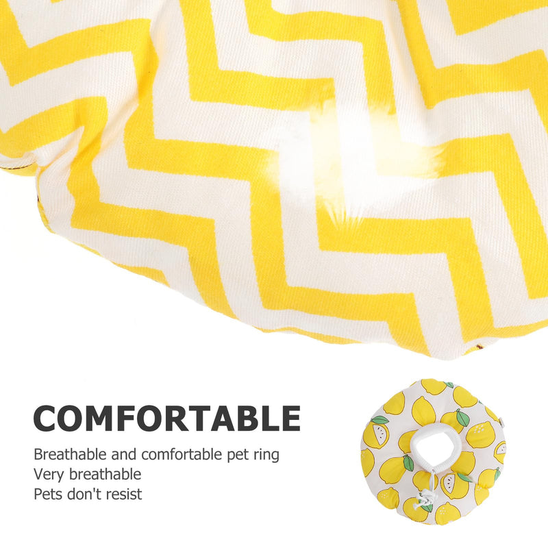 Breathable and scratch-resistant cotton neck collar for cats after surgery. Yellow cone-shaped protective collar for speedy recovery.
