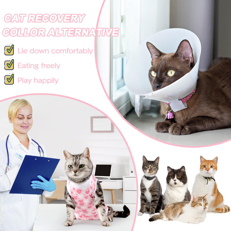 Cat Surgery Recovery Suit Small Dog Surgical Recovery Onesie Pet After Surgery Wear for Female Male Cat Doggy Pink Heart/Large L(Back Length:13.3"/34cm; Chest:16.3"/41cm） - PawsPlanet Australia