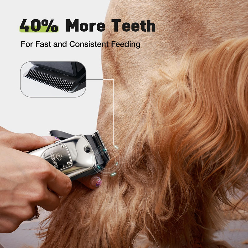 Dog Grooming Kit, Dog Clippers for Grooming for Thick Heavy Curly Coats, Professional Pet Paw Trimmer with Nail Grinder Low Noise Rechargeable Stainless Steel Hair Trimmer for Dogs Cats