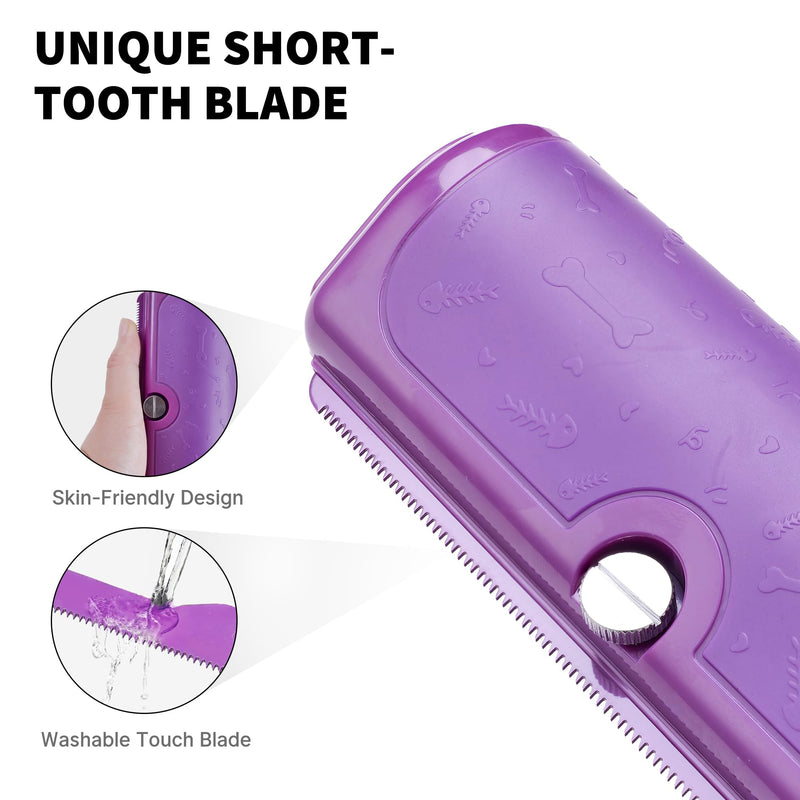 Deshedding Brush for Dogs, Cats, Horses & Rabbits – Professional Pet Grooming Comb,Removes Loose Fur & Undercoat,Gentle Stainless Steel Blade,Easy Clean Handle,Grooming cat brush (Purple) Purple - PawsPlanet Australia