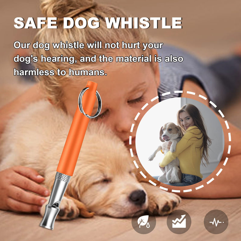 Dog Whistle,Adjustable Pitch for Stop Barking Recall.Training-,Professional.Dogs Training,Whistles, Tool for with Free.Black.StrapLanyard, orange7