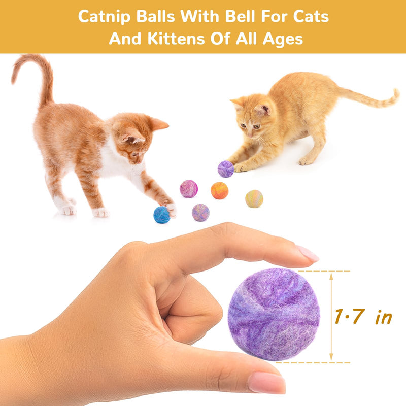 Retro Shaw Catnip Toys, Catnip Balls with Bell, Cat Toys with Silvervine and Catnip, Catnip Toys for Cats, Cat Toys for Indoor Cats, Cat Chew Toy, Cat Nip Toys for Cats Kittens Kitty, 6 Pack - PawsPlanet Australia