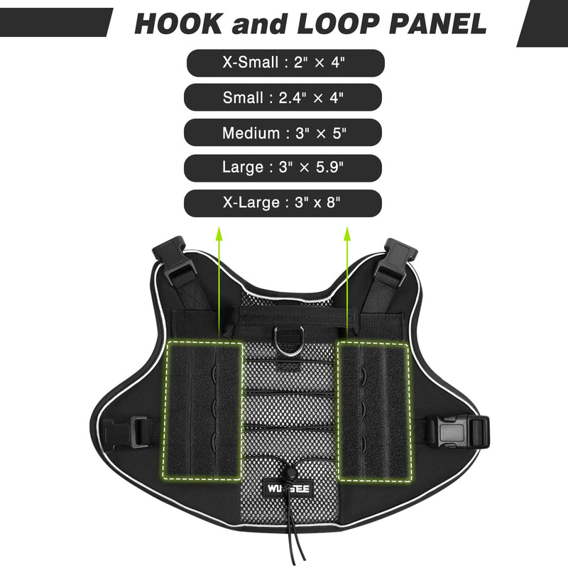WINSEE Service Dog in Training Mesh Harness with 10 Pet Patches, Soft Air Mesh Breathable Tactical Dog Molle Vest, Reflective Military Pet Vest for Walking Hiking for Small Dogs Black - PawsPlanet Australia