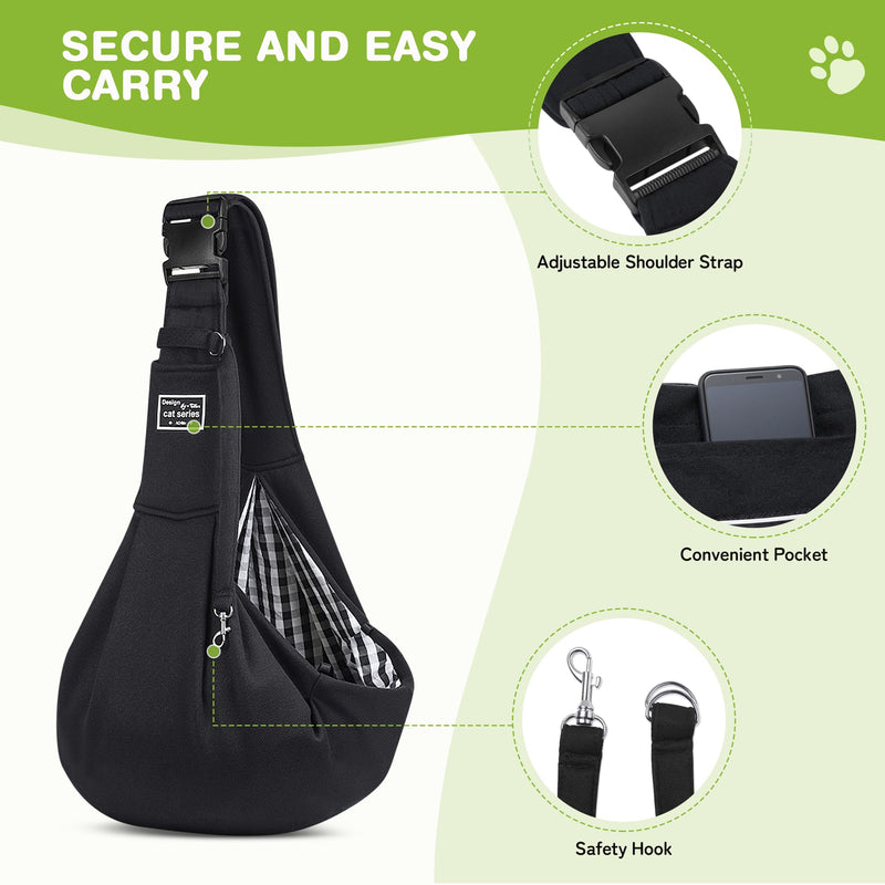 ALLSOPETS Pet Carrier Bag Dog Carrier Sling Reversible Puppy Carrier Purse with Storage Pocket Hand-Free Pet Sling Carrier for Carry Small Dogs Cats Suitable for Travel Outdoor (Charcoal Black) Charcoal Black
