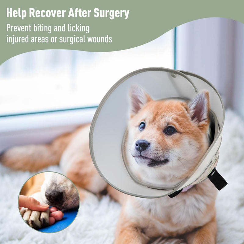Soft Dog Cone Collar for Large Medium Small Dogs - Adjustable Pet Recovery E-Collar, Brown Large Long