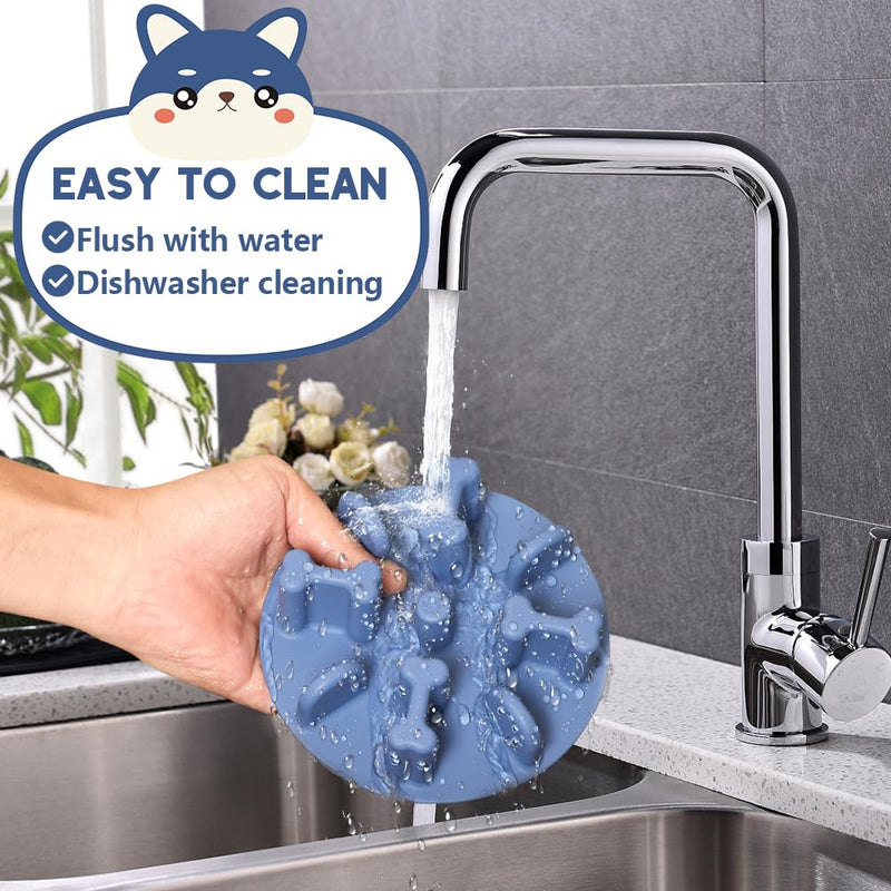 Slow Feeder Dog Bowls Insert, Animire Soft Silicone Anti-Choking Puzzle Slow Feeder, Anti-Slip Slow Down Eating Feeder Insert, Compatible with Regular Elevated Dog Bowls Slow2.0 L Blue - PawsPlanet Australia