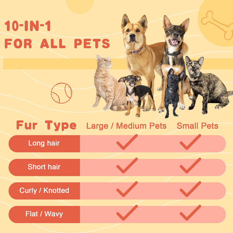 Pet Grooming Kit 10PCS Dog Brushes with Slicker Brush, Massage Bath Brush, Silicone Finger Tooth Brushes, Pet Nail Clipper and Grooming Comb for All Size Dogs Rabbit Cat Guinea Pig Chinchilla Ferret - PawsPlanet Australia