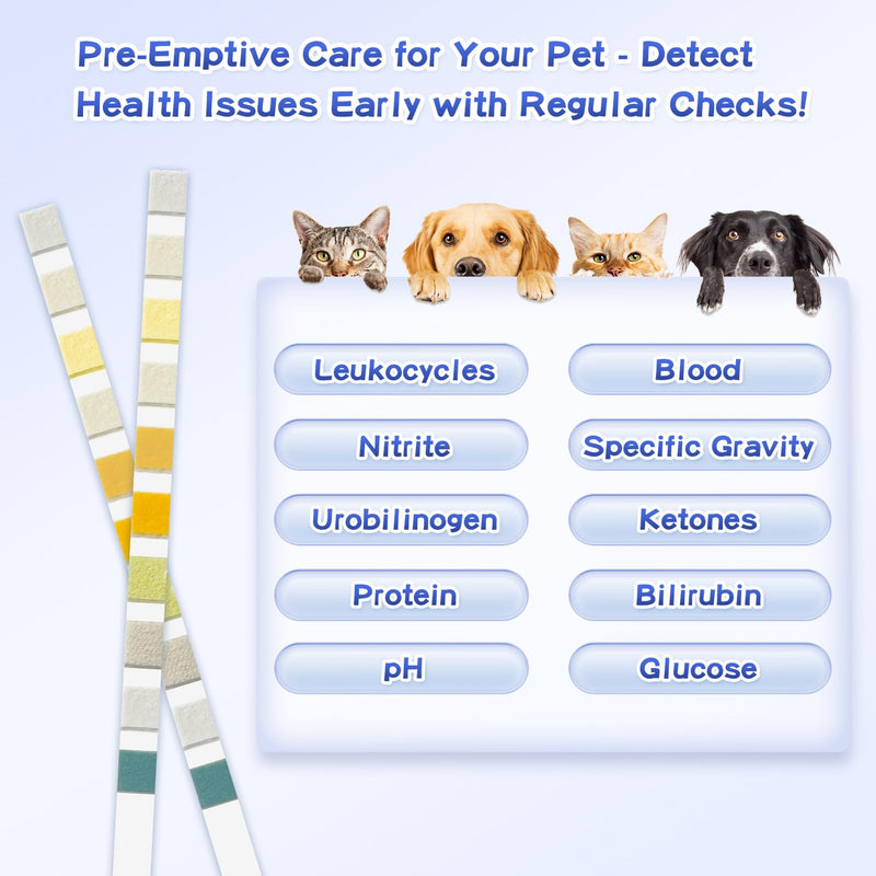 10-Parameter Urine Test Strips for Cat & Dog 10 in 1 UTI Test Kit Pets Rapid Diabetes Urinalysis Testing 100 Counts, 1 Pack 1 Count (Pack of 100) - PawsPlanet Australia