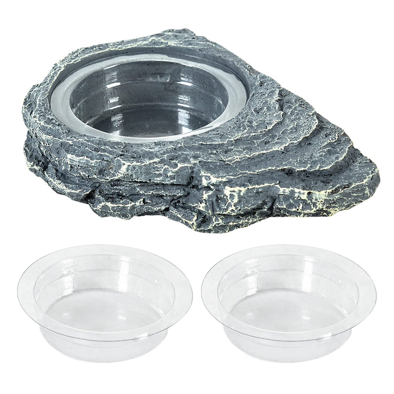 REPTIZOO Reptile Magnetic Feeder Ledge, Single Bowl Reptile Food Dish with 3PCS Feeding Cups Food Water Feeder for Crested Gecko Lizard Chameleon Pets Small