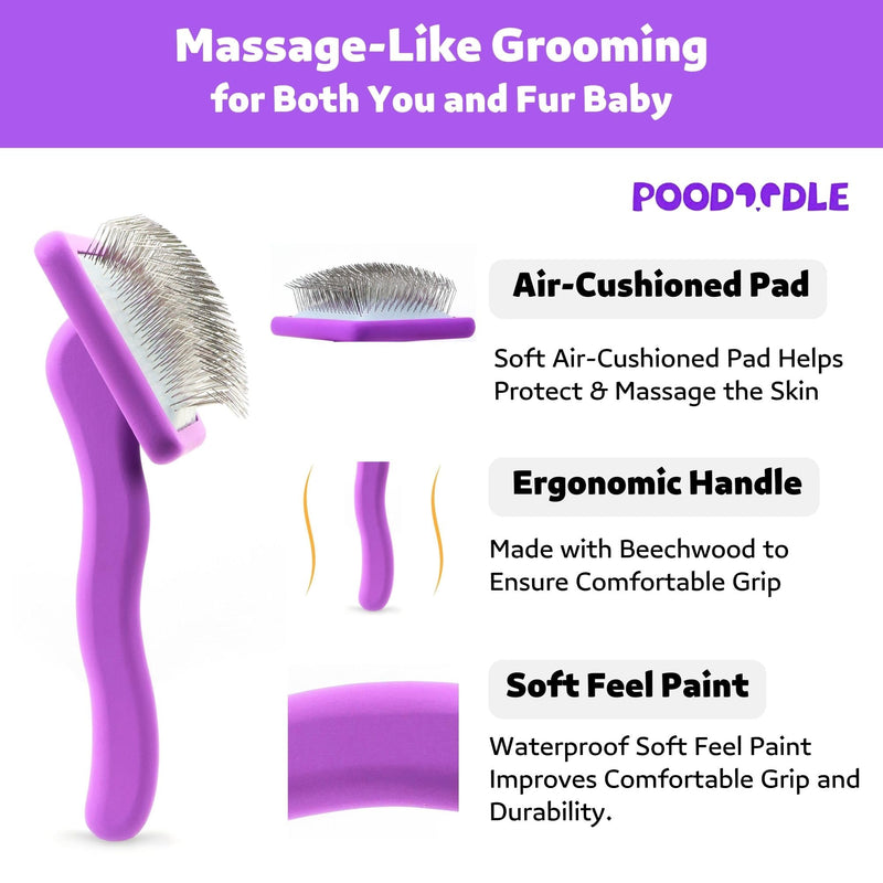 Dog Slicker Brush, Grooming Brush for Poodle, Doodle, Goldendoodle & All Long Haired Dogs, Long Pin Wood Brush Pefect for Dematting & Detangling, Effortless Grooming Pet Hair At Home - Large - PawsPlanet Australia
