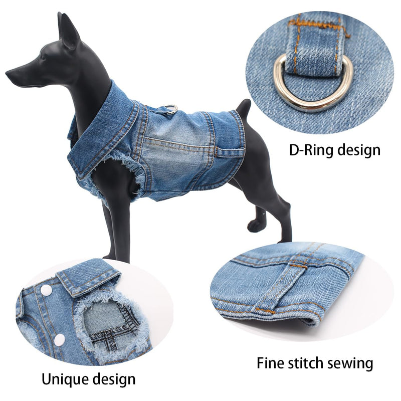 Dog Jean Jacket Denim Coat for Small Medium Girl Boy Dogs Vintage Lapel Vests Good Ductility clothes Chihuahua Yorkie Teacup Outfits（Blue,XX-Large） XX-Large Blue - PawsPlanet Australia