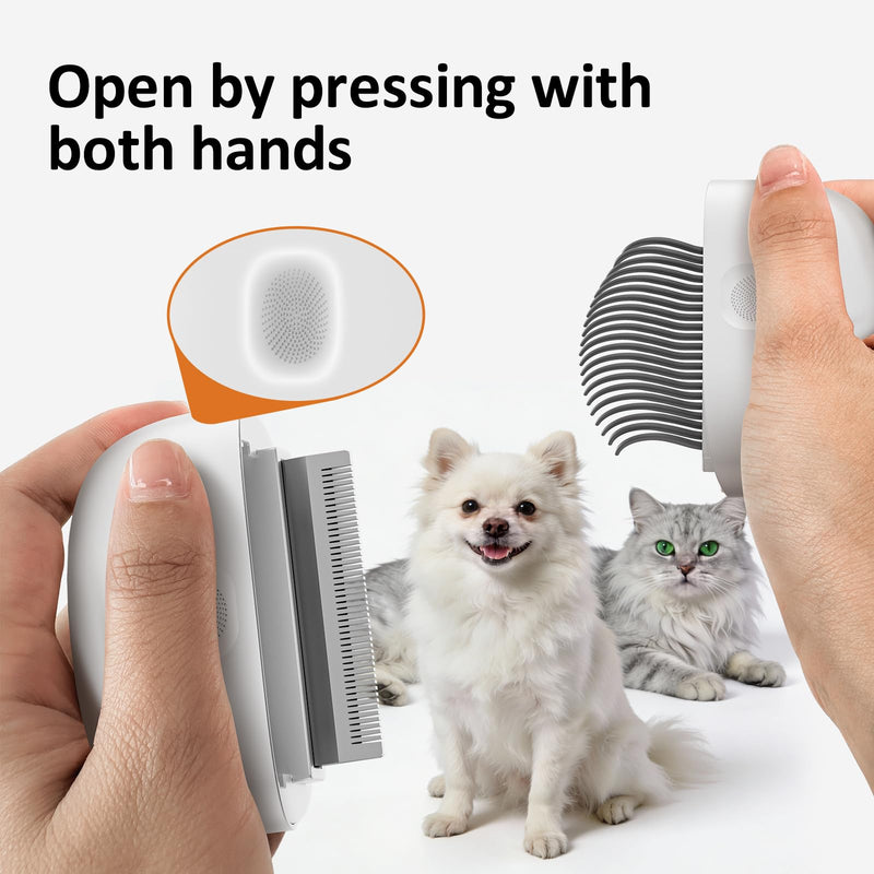 2-in-1 Cat Comb - Soft Pet Brush for Grooming, Metal Flea Comb for Hair Removal & Detangling Mats, Portable Comfortable Tool for Indoor Long & Short Haired Pets