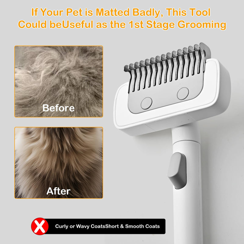 Cat Brush cat grooming supplies Gently Removes Loose Undercoat Mats, Tangled Hair and Soothes Skin. Ideal for Long and Short Haired Pets. (White) White