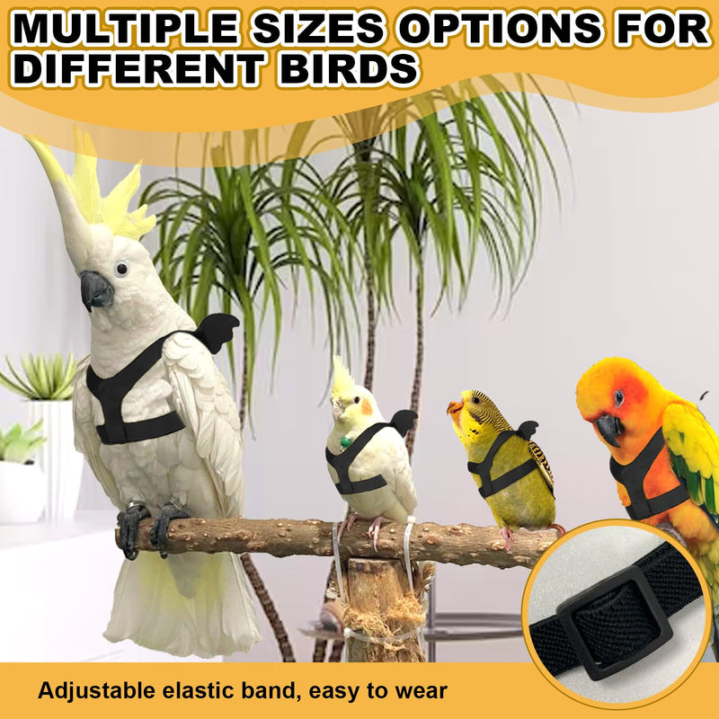 Bird Harness and Leash, Adjustable Outdoor Bird Training Leash with Training Whistle, Parrot Pet Harness Anti-Bite Nylon Rope Chest Harness for Lorikeet, Starling, Sun Conure (S A)