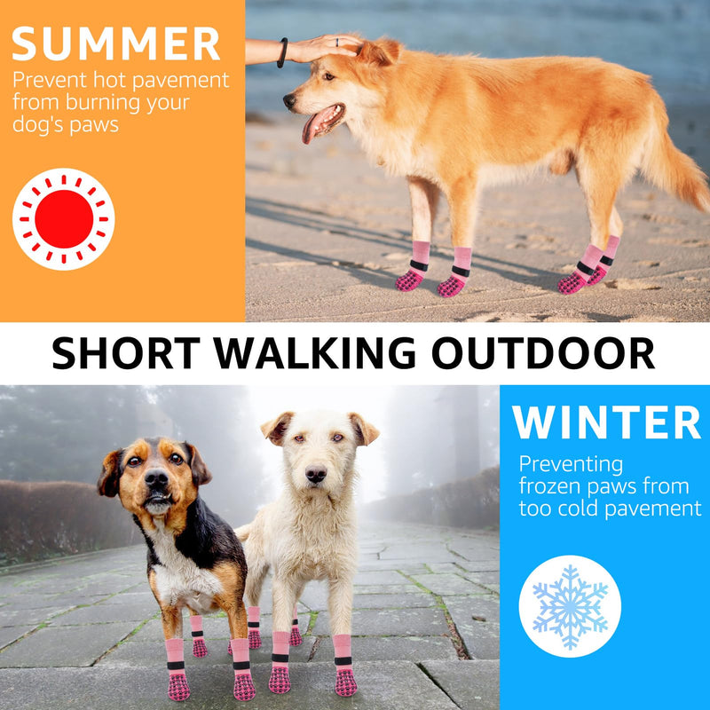 SCENEREAL Dog Socks to Prevent Licking Paws for Hardwood Floors Anti Slip, Dog Grippy Socks Shoes for Senior Small to Large Dogs, Dog Boots & Paw Protectors for Hot/Cold Scratching Pavement XS(Paw width 1.8") Pink - PawsPlanet Australia