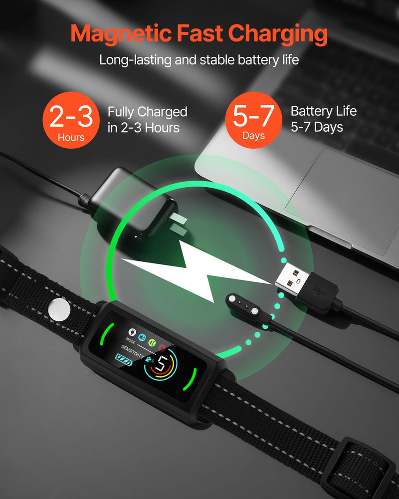 VEVOR Dog Bark Collar, Smart Bark Collar for Large Medium Small Dogs, IP67 Waterproof Rechargeable Anti-Bark Collars for Dogs, Dog Anti-Barking Device, 6 Adjustable Sensitivity Beep Vibration (Black) - PawsPlanet Australia