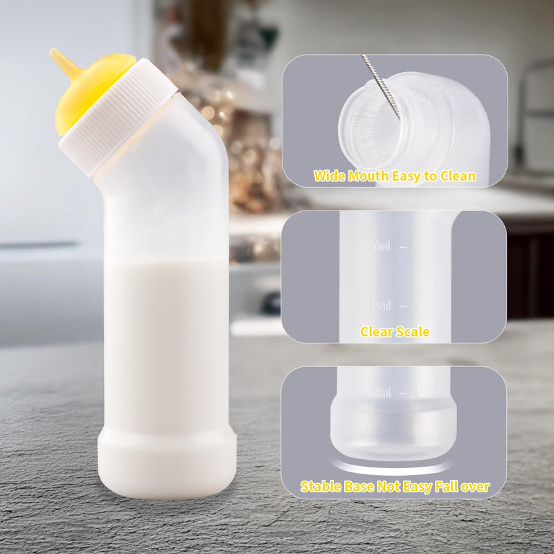 Pet Nursing Bottle for Newborn Animals,Kitten Bottle Feeding Kit Silicone Nipple for Kittens Puppys Rabbits Squirrel (Yellow, Small) Small for kitten Yellow - PawsPlanet Australia