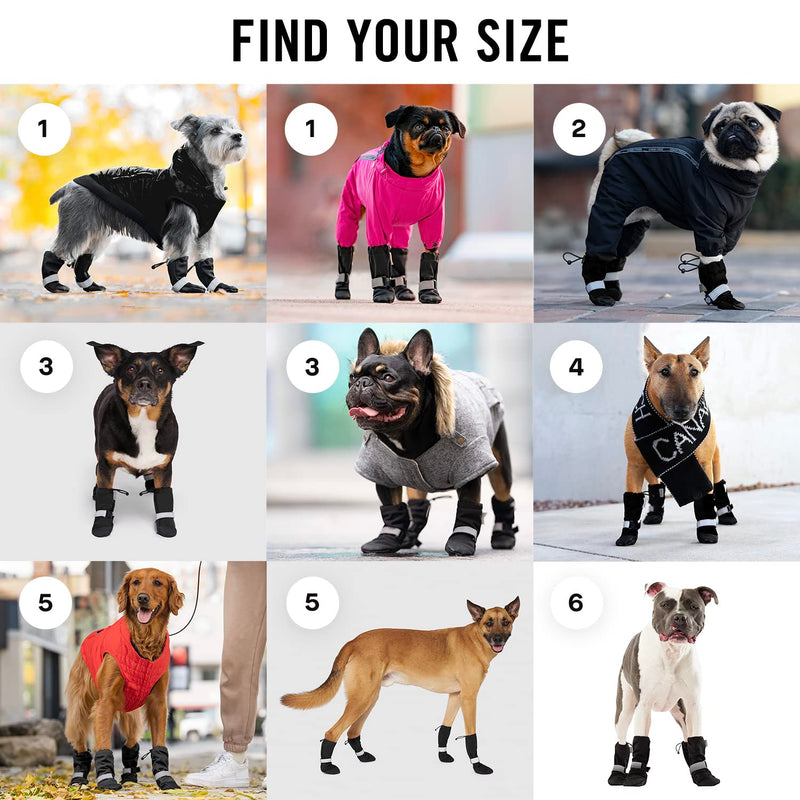 Canada Pooch Dog Winter Boots - Paw Protection, Anti-Slip Dog Shoes with Reflective Strap, Easy On for Small Medium Large Dog Booties - Black, Size 2 - PawsPlanet Australia