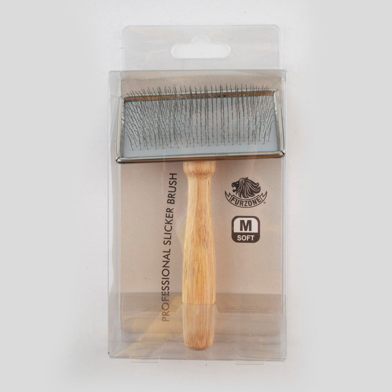 Wooden Slicker Brush - Stainless Steel Soft Pins for Pet Grooming (Size M) Soft Pin / M - PawsPlanet Australia