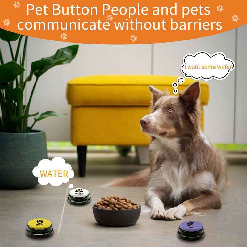 RIBOSY Set of 6 Recordable Buttons with Rubber Mat and 50 Training Stickers, Dog Buttons for Communication - Record& Playback Your Own Voice to Train Your Pet Voice What They Want（Battery Included） - PawsPlanet Australia