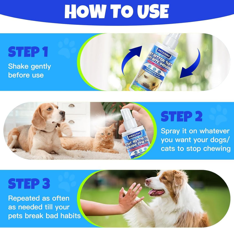 Bitter Apple Spray for Dogs: 100ML Natural Alcohol-Free Bitter Spray for Dogs to Stop Chewing Licking, Deterrent Spray for Puppy Training Protect Furniture, Shoes, Cords Indoor/Outdoor Use (100ML) - PawsPlanet Australia