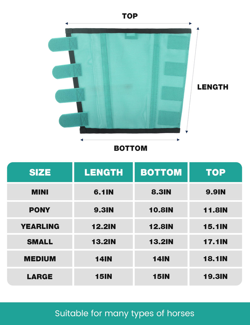 Horse Fly Boots for Horses Set of 4, Loose-Fit Breathable Fine Mesh Horse Leggings, Stay-On, Reduce Stomping Mint Small