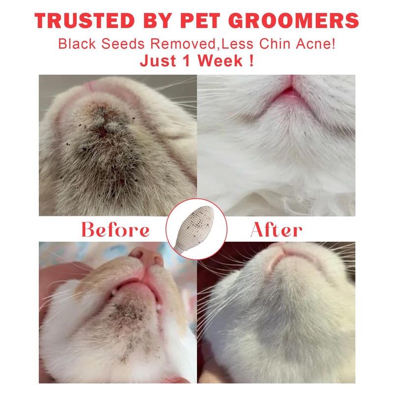 2PCS Pet Black Seed Brush for Cat Chin Acne & Blackhead Removal | Silicone Double-sided Grooming Brush for Acne Treatment | Acne Removing Tool|Cat Grooming Essentials,White White - PawsPlanet Australia