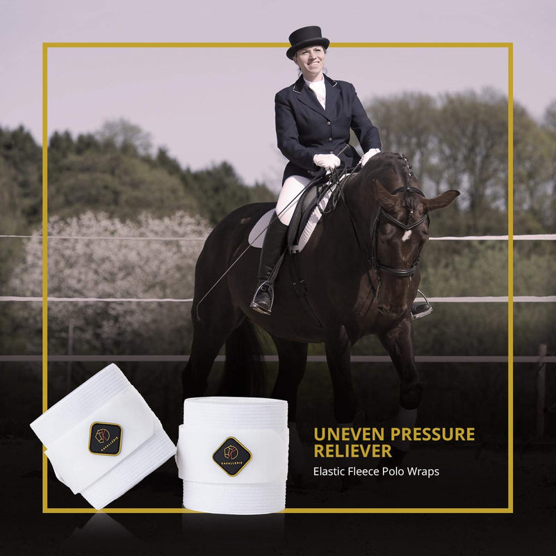 Kavallerie Elastic Fleece Bandages for Horses, Non- Slip and Snug fit Breathable Material for Injury Protection and Superior Legs Support, Stocking up Solution - White - (2 Units Per Pack) 2 Pack - PawsPlanet Australia