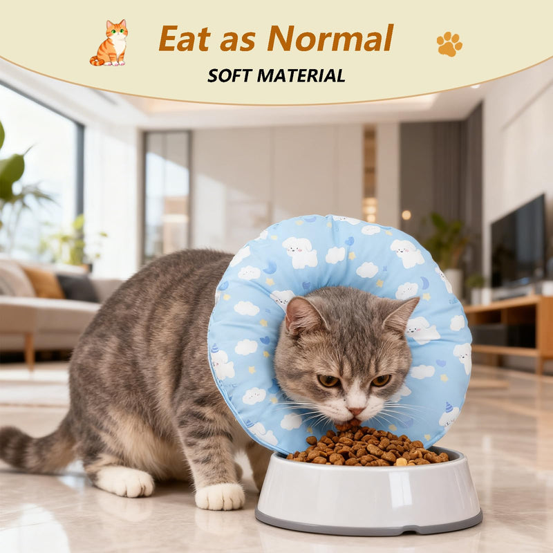 Cat Cone Collar Soft, Cute Soft Cone for Cats After Surgery, Lightweight Cat Donut Collar, Adjustable Kitten Recovery Cones to Stop Licking,Elizabethan Collar for Kittens(Blue, XS) Blue