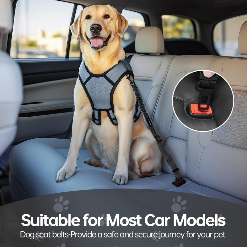 Thickened Dog Seat Belt for Car, 3 Pack Set Retractable Dog Car Leash Adjustable Dog Seat Belt for Vehicle Nylon Pet Safety Seat Belts Heavy Duty & Elastic,Seat Belt for Large Dogs in Car, Black - PawsPlanet Australia
