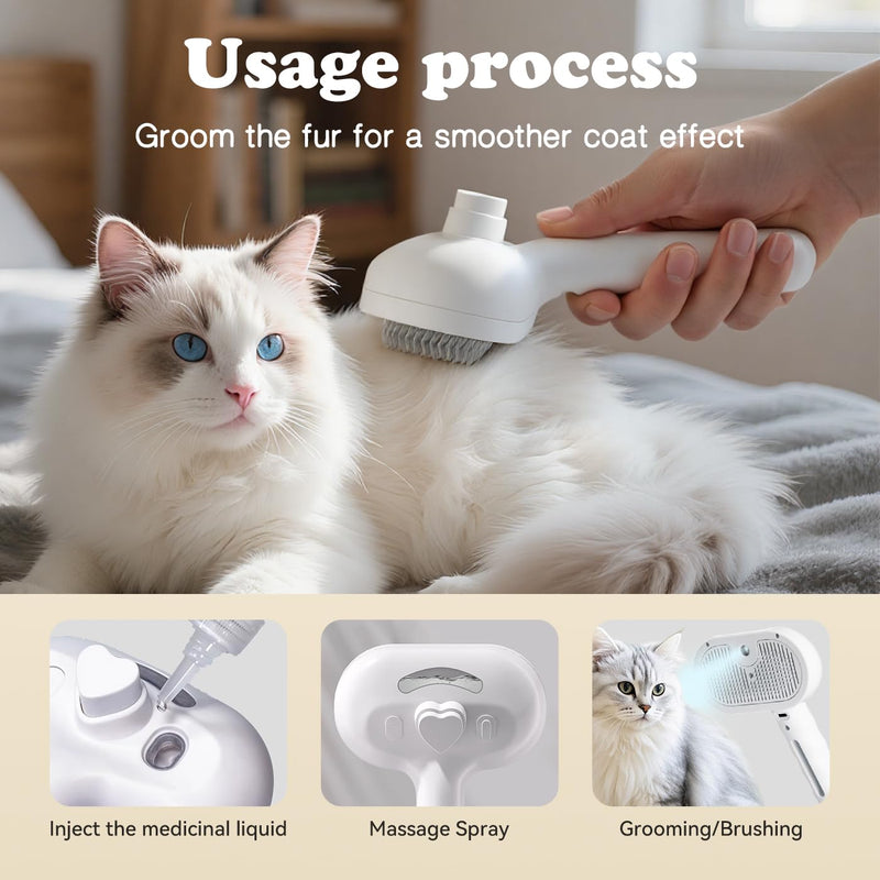 Upgraded rechargeable silicone pet hair removal tool, 3-in-1 automatic cleaning steam brush, suitable for grooming, hair removal, and massage, suitable for cats and dogs. - PawsPlanet Australia