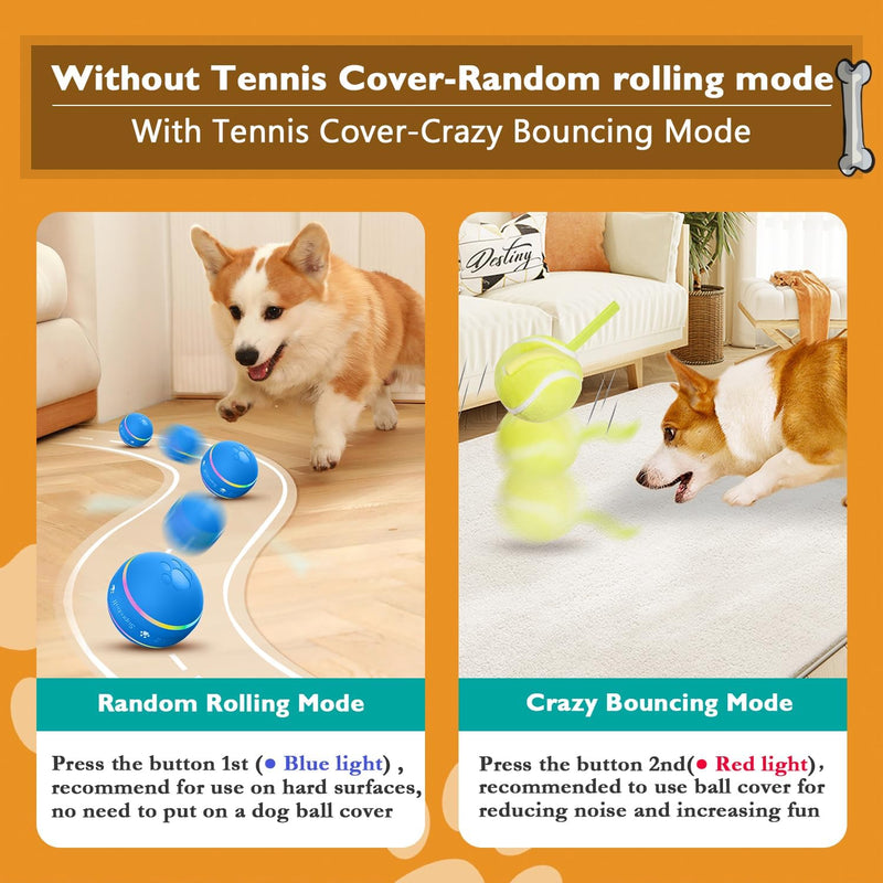 BENTOPAL Interactive Dog Toy Wicked Ball for Indoor Cats/Dogs with Motion Activated/USB Rechargeable Blue - PawsPlanet Australia