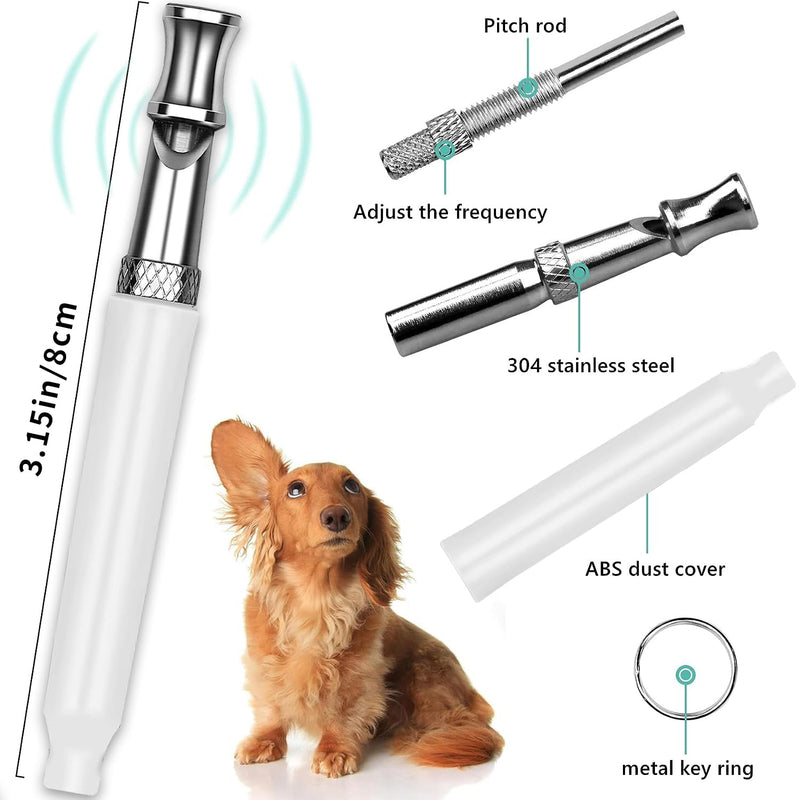 White Dog Whistle to Stop Barking Neighbors Dog,Adjustable Ultrasonic Silent Dog Whistle White - PawsPlanet Australia