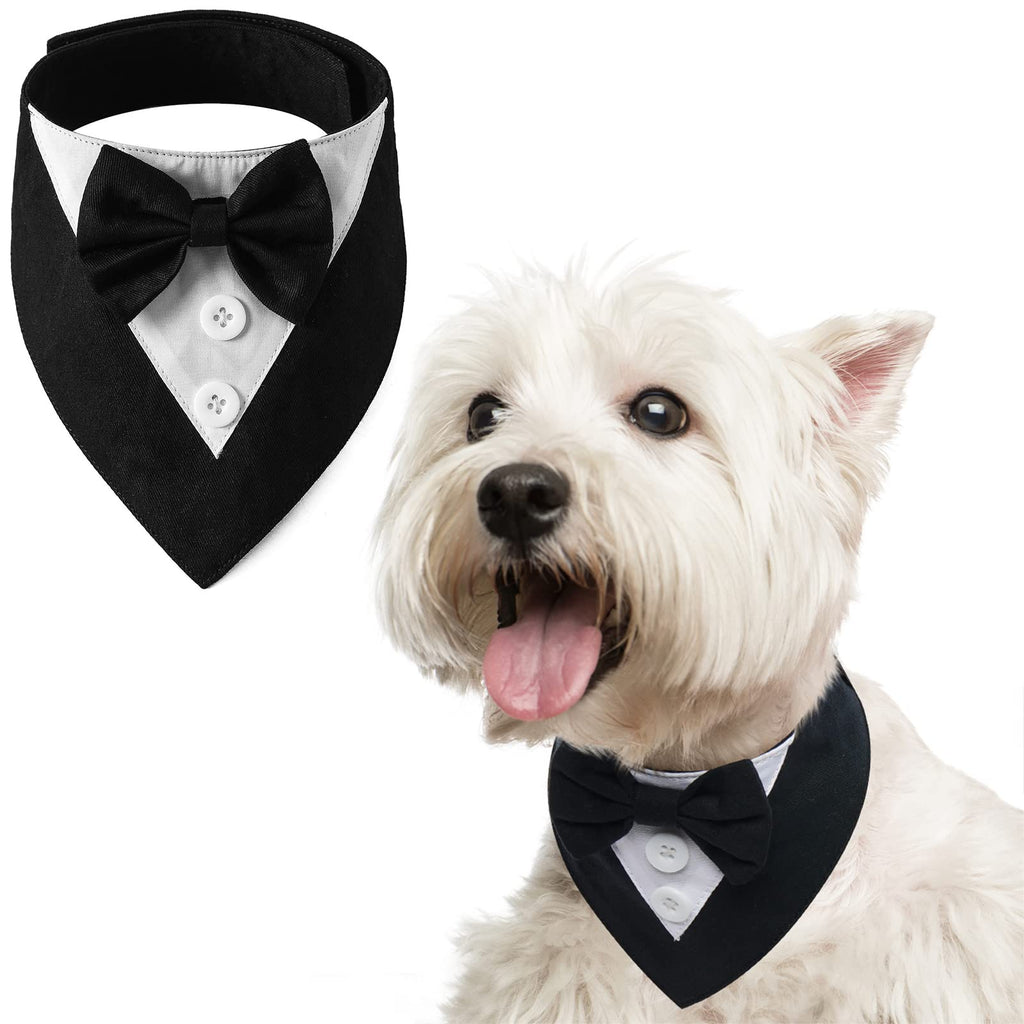 FUAMEY Dog Tuxedo, Adjustable Black Polycotton, X-Small, Formal Attire for Small Breeds, Wedding, Birthday, Valentine's Day, Cosplay