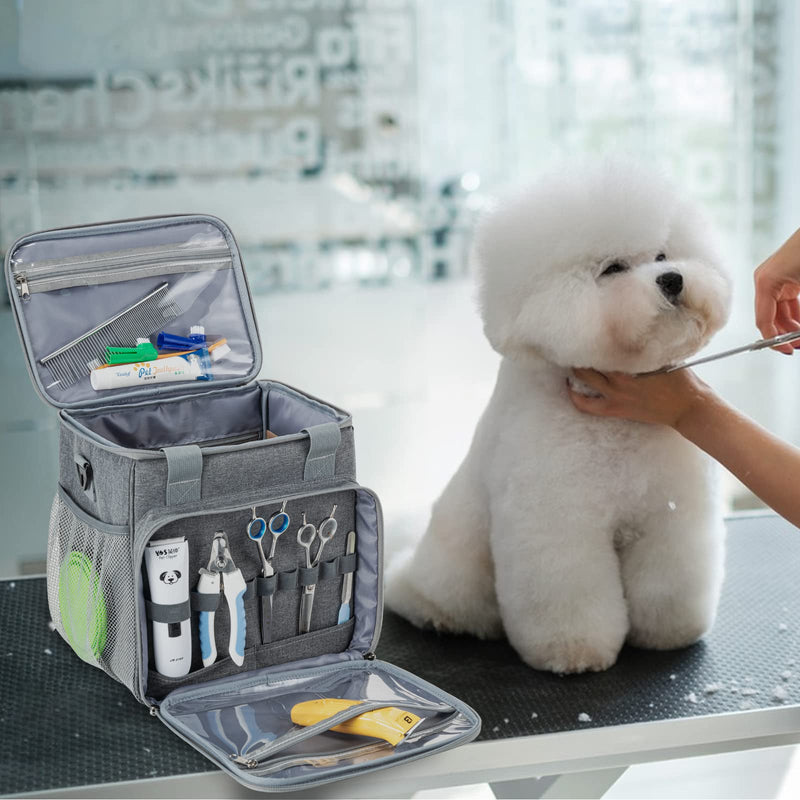 Pet Grooming Bag, Dog Grooming Supplies Organizer Tote Bag, Perfect for Pet Grooming Tool Kit Accessories-Grey Grey - PawsPlanet Australia