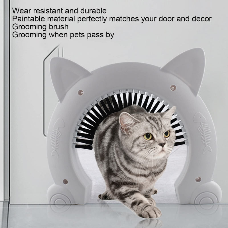 Interior Pet Door, Window Cat Door Insert Outdoor Cat Door Hides Litter Tray with Stainless Steel Grooming Brush for Indoor, 22.5x26.5x5.5cm (White) White - PawsPlanet Australia