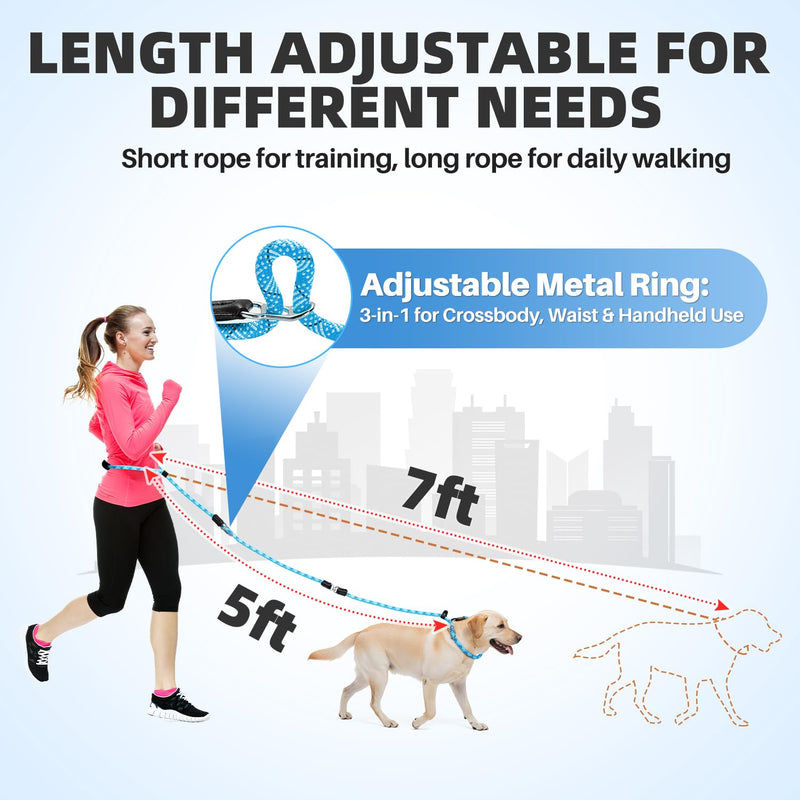 Lukovee Slip Lead Dog Leash, 5-7 FT x 1/2" Adjustable Tangle Free Leash, Heavy Duty Comfortable Reflective No Pull Training Rope Lead with Padded Handle for Medium Large Dogs (Blue, L: 5-7 FT) 5–7 ft, 1/2'', for Medium Large Dogs Blue - PawsPlanet Australia