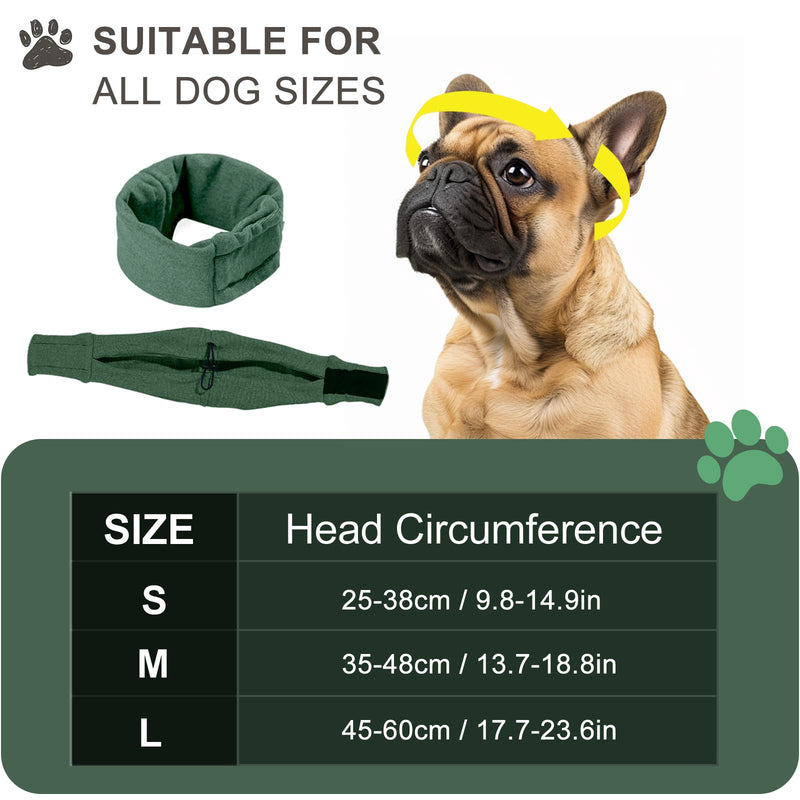 Dog Ear Protectors for Noise Anxiety Relief, Reusable Dog Ear Defenders with Adjustable Headband, Soft & Breathable, for Fireworks, Grooming, Travel (Green, M) Green