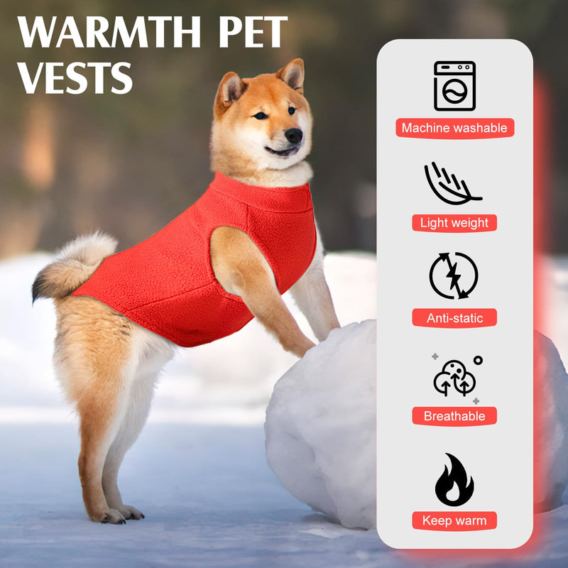 Fleece Dog Sweater Vest, Soft Warm Pullover Fleece Dog Jackets, Winter Dog Clothes for Small Mediun Large Dogs, Stretchy Fleece Vest Dog Sweater with D Ring Leash (Red, XL) - PawsPlanet Australia