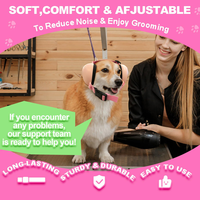 PROHEAR Dog Ear Muffs Hearing Protection for Dogs, NRR 28dB Noise Cancelling Headphones, Easy to Adjust Dog Hearing Protection Earmuffs for Thunder, Hunting, Tourism, Cars, Racing, Medium, Pink - PawsPlanet Australia