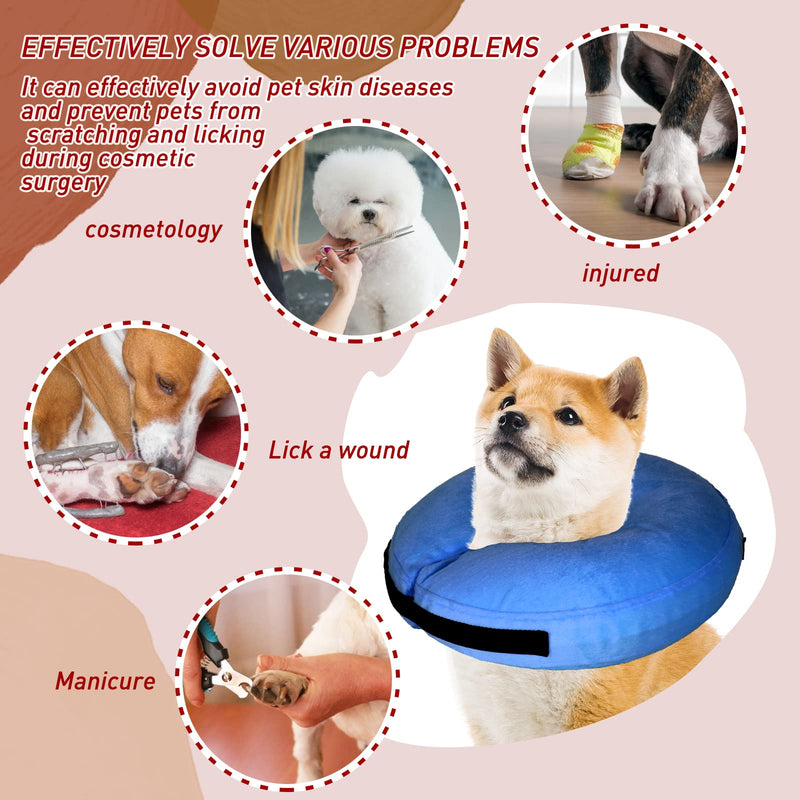 Inflatable Dog Collar-Soft Protective Cone for Dogs After Surgery,Dog Donut Collar Suitable for Dogs and Cats,Dog Cone Collar to Prevent Pets from Touching Stitches,Wounds and Rashes(Blue,L) Large(Neck:12"-18") Blue - PawsPlanet Australia