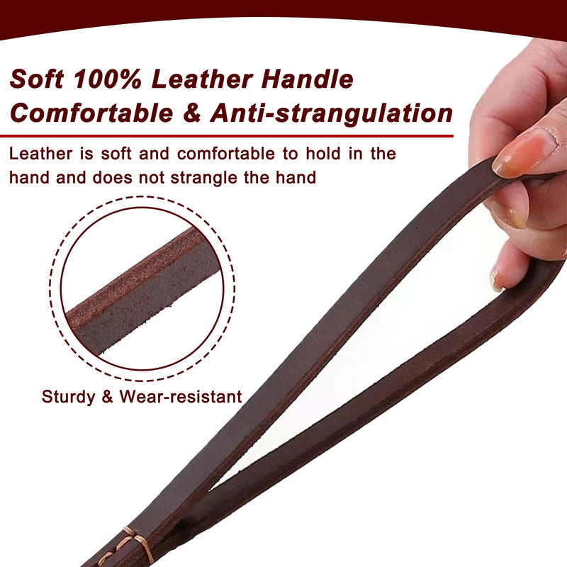 Leather Dog Leash, Durable Braided Dog Training Leash, Strong Heavy Duty Leather Leashes, Soft and Comfortable Genuine Dog Leashes for Large Medium Small Dogs (5FT*2/5", Brown) 5FT*2/5" - PawsPlanet Australia